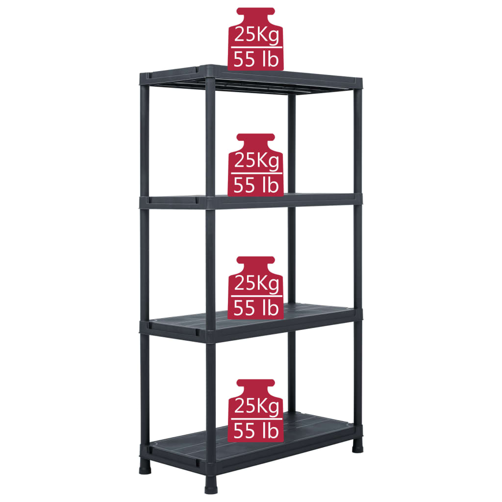 Lagerregale 2 Stk. Schwarz 60 x 30 x 138 cm Kunststoff