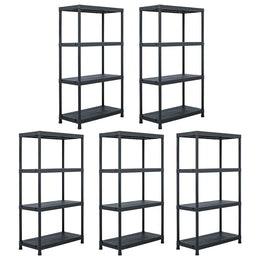 Lagerregale 5 Stk. Schwarz 60 x 30 x 138 cm Kunststoff