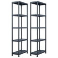 Lagerregale 2 Stk. Schwarz 125 kg 60 x 30 x 180 cm Kunststoff