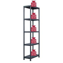 Lagerregale 2 Stk. Schwarz 125 kg 60 x 30 x 180 cm Kunststoff