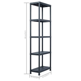 Lagerregale 2 Stk. Schwarz 125 kg 60 x 30 x 180 cm Kunststoff