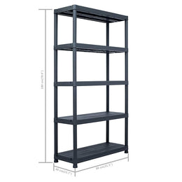 Lagerregale 2 Stk. Schwarz 250 kg 80 x 40 x 180 cm Kunststoff