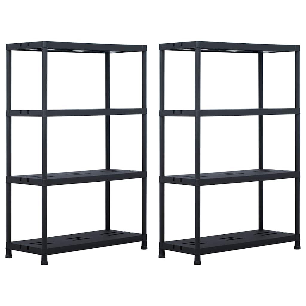 Lagerregale 2 Stk. Schwarz 220 kg 90 x 40 x 138 cm Kunststoff