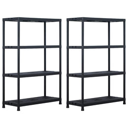 Lagerregale 2 Stk. Schwarz 220 kg 90 x 40 x 138 cm Kunststoff