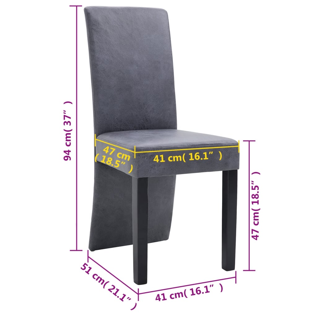 Esszimmerstühle 4 Stk. Grau Wildlederimitat