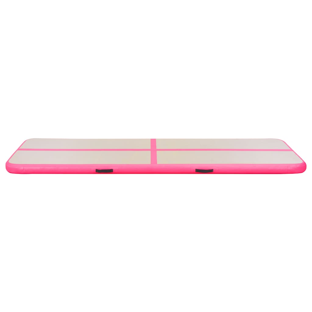 Aufblasbare Gymnastikmatte mit Pumpe 400x100x10 cm PVC Rosa