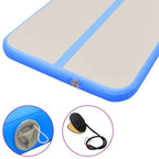 Aufblasbare Gymnastikmatte mit Pumpe 400x100x10 cm PVC Blau
