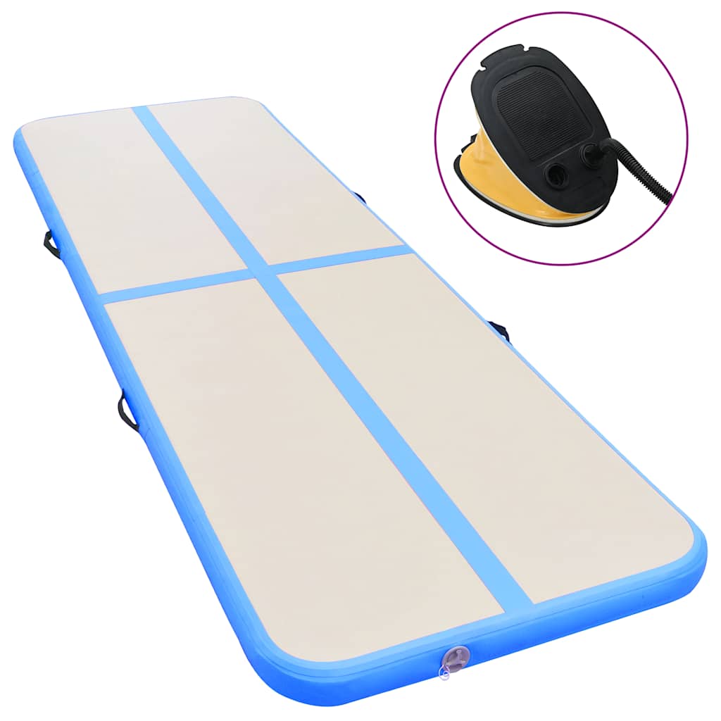 Aufblasbare Gymnastikmatte mit Pumpe 800x100x10 cm PVC Blau