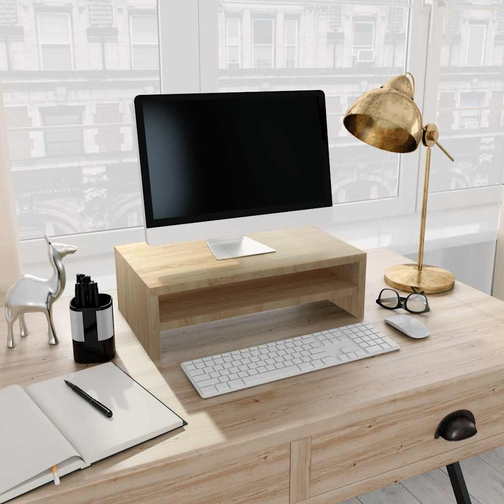 Monitorerhöhung 42 × 24 × 13 cm aus Holzwerkstoff - Sonoma-Eiche