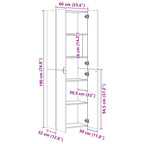 Büroschrank Betongrau 60x32x190 cm Holzwerkstoff