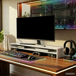 Monitorerhöhung 100 × 24 × 13 cm aus Holzwerkstoff - Weiß