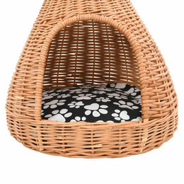 vidaXL Katzenhaus mit Kissen 40x60 cm Naturweide Tipi