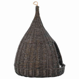 vidaXL Katzenhaus mit Kissen Grau 40x60 cm Naturweide Tipi