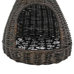 vidaXL Katzenhaus mit Kissen Grau 40x60 cm Naturweide Tipi