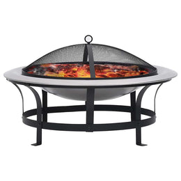 Garten-Feuerschale mit Grill Edelstahl 76 cm