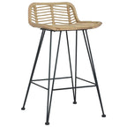 Barhocker 2 Stk. Rattan Natur
