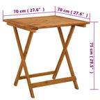 Gartentisch Klappbar 70x70x75 cm Massivholz Akazie