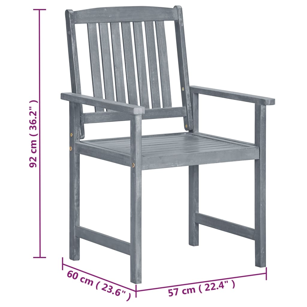 Gartenstühle 2 Stk. Grau Massivholz Akazie