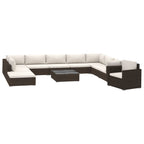 11-tlg. Garten-Lounge-Set mit Auflagen Poly Rattan
