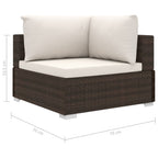 11-tlg. Garten-Lounge-Set mit Auflagen Poly Rattan