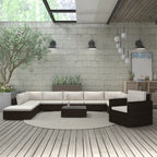 11-tlg. Garten-Lounge-Set mit Auflagen Poly Rattan