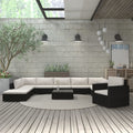 11-tlg. Garten-Lounge-Set mit Auflagen Poly Rattan