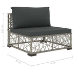 8-tlg. Garten-Lounge-Set mit Auflagen Poly Rattan Grau