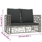 2-tlg. Garten-Lounge-Set mit Auflagen Poly Rattan Grau