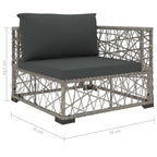 5-tlg. Garten-Lounge-Set mit Kissen Poly Rattan Grau