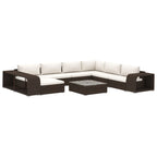 10-tlg. Garten-Lounge-Set mit Auflagen Poly Rattan