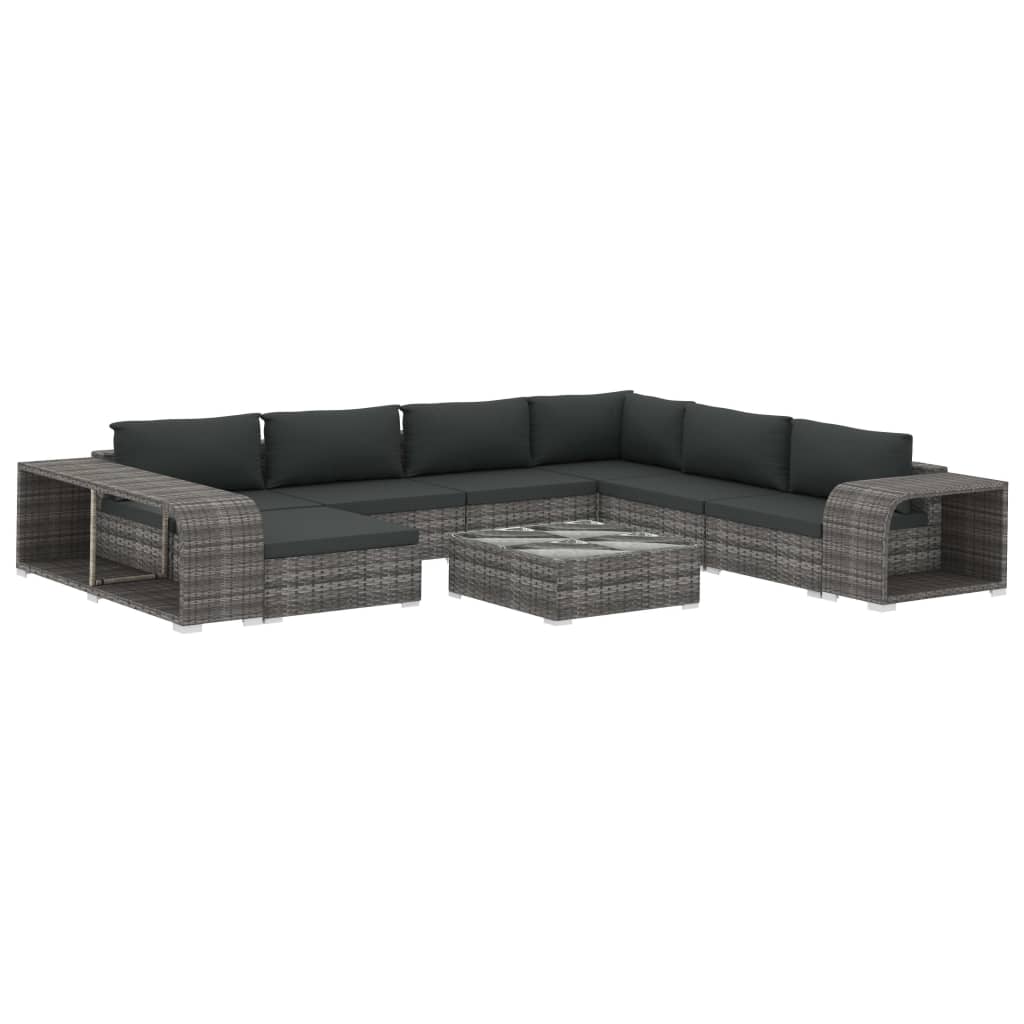 10-tlg. Garten-Lounge-Set mit Auflagen Poly Rattan