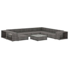 10-tlg. Garten-Lounge-Set mit Auflagen Poly Rattan