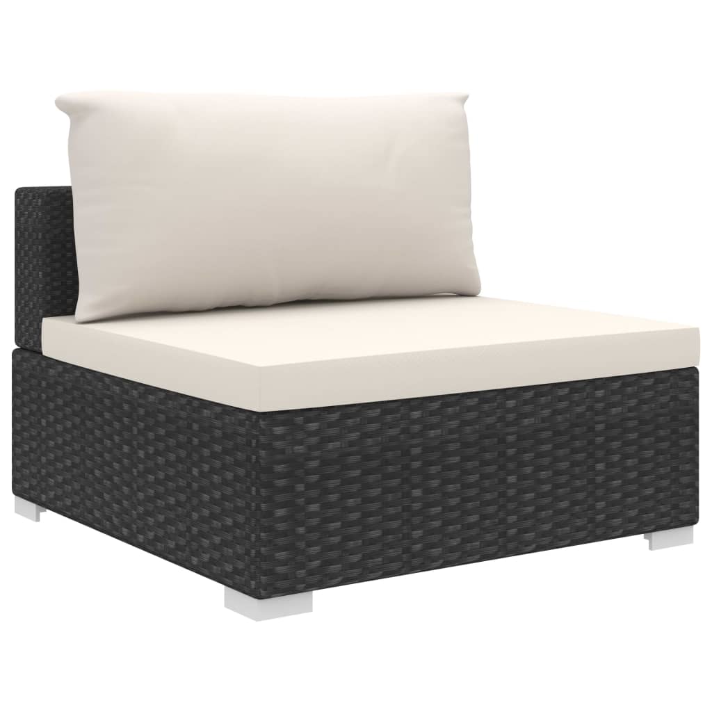 11-tlg. Garten-Lounge-Set mit Auflagen Poly Rattan Schwarz