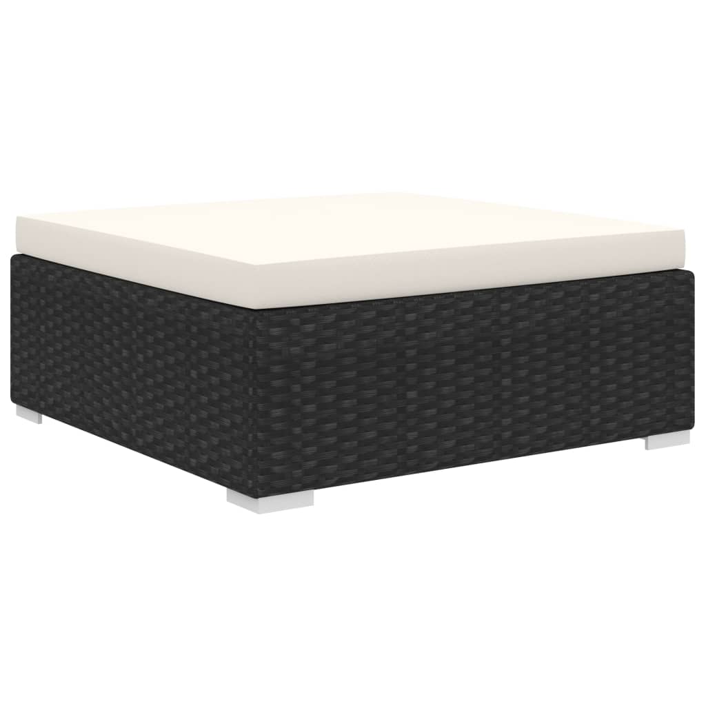 11-tlg. Garten-Lounge-Set mit Auflagen Poly Rattan Schwarz