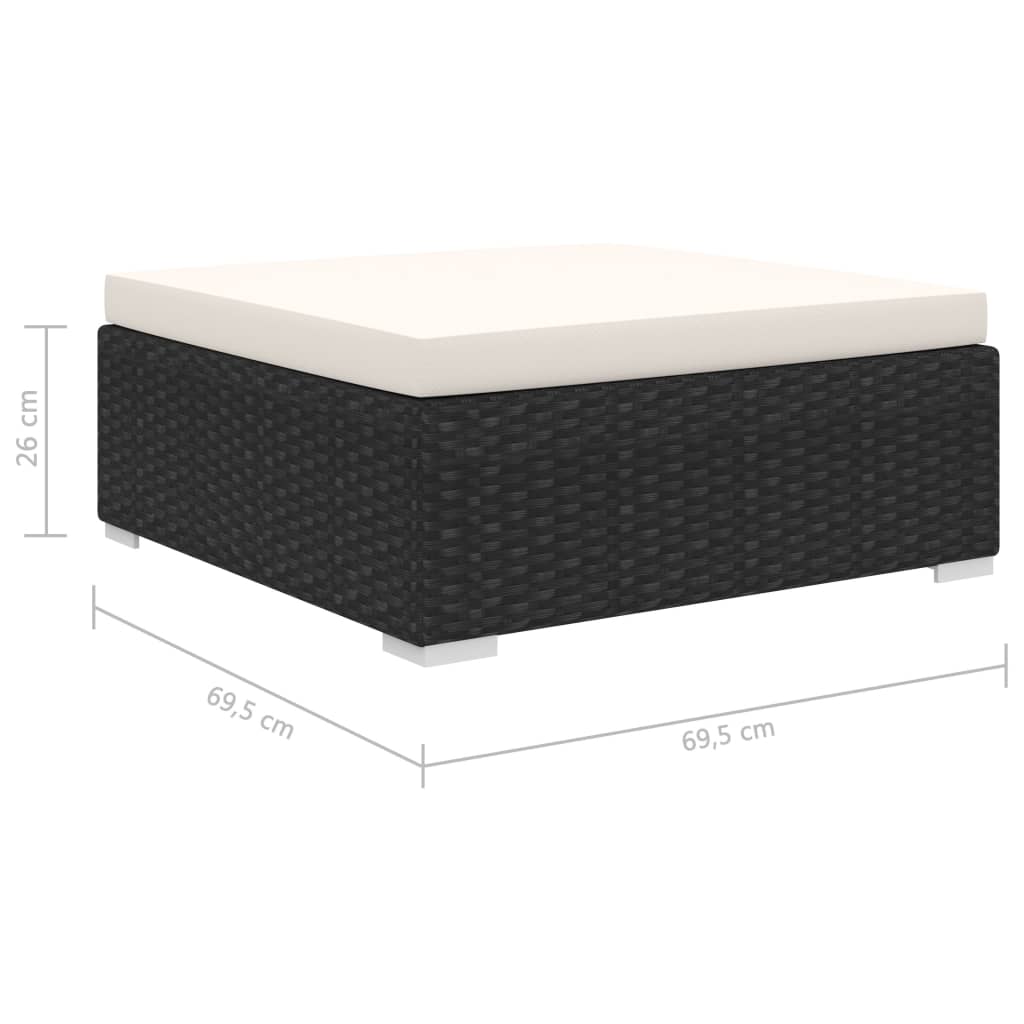 11-tlg. Garten-Lounge-Set mit Auflagen Poly Rattan Schwarz