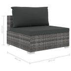 11-tlg. Garten-Lounge-Set mit Auflagen Poly Rattan Grau