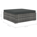 11-tlg. Garten-Lounge-Set mit Auflagen Poly Rattan Grau
