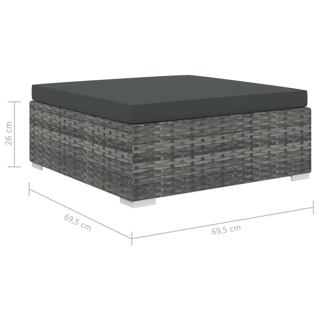 11-tlg. Garten-Lounge-Set mit Auflagen Poly Rattan Grau