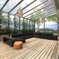 11-tlg. Garten-Lounge-Set mit Auflagen Poly Rattan Schwarz