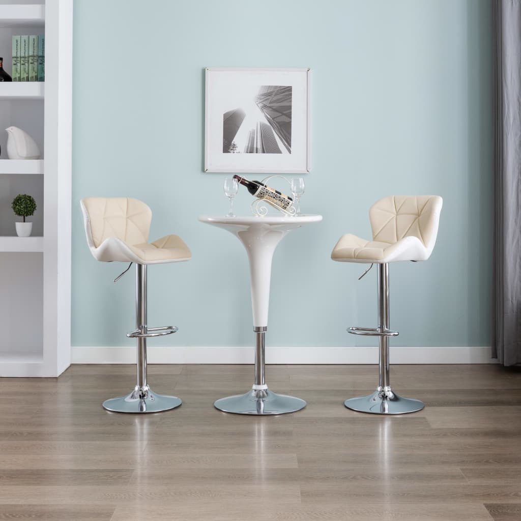 Barhocker 2 Stk. Creme Kunstleder