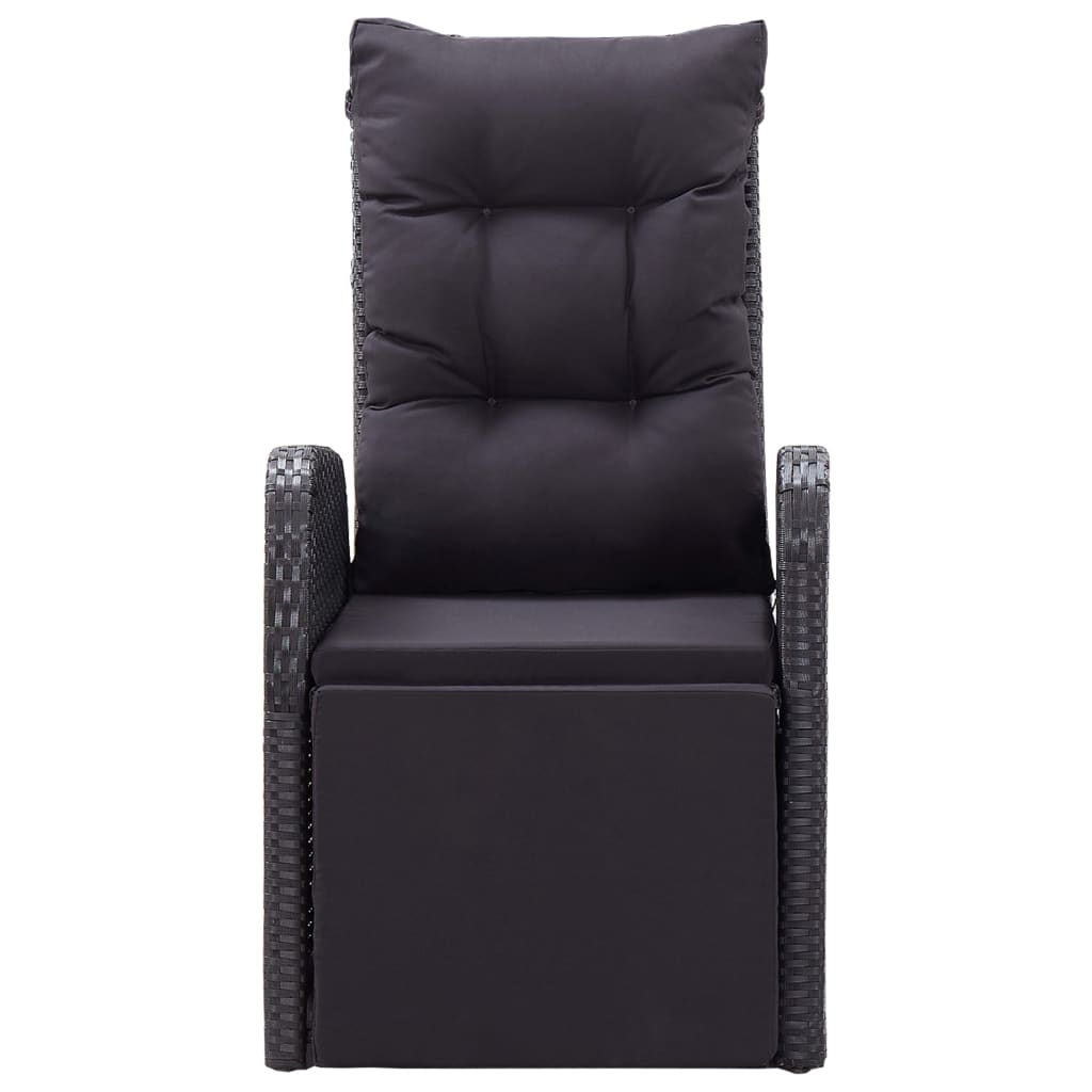 3-tlg. Bistro-Set mit Auflagen Poly Rattan Schwarz