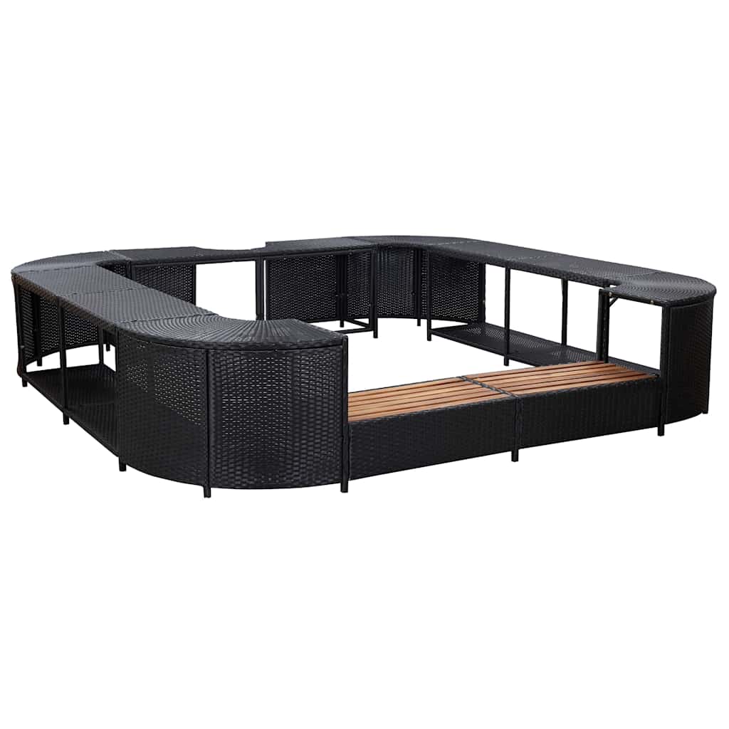 vidaXL Whirlpool-Umrandung Quadratisch Schwarz 268x268x55 Poly Rattan