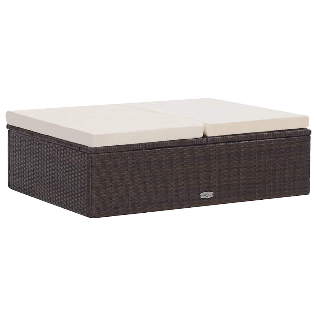 2-tlg. Garten-Lounge-Set mit Auflagen Poly Rattan Braun