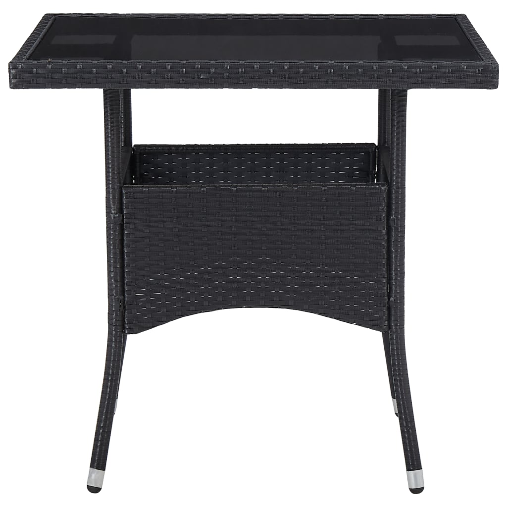 5-tlg. Garten-Essgruppe Schwarz Poly Rattan und Glas