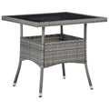 Garten-Esstisch Grau Poly Rattan und Glas