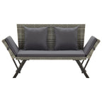 Gartenbank mit Auflagen 176 cm Grau Poly Rattan