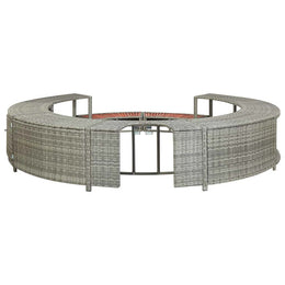 vidaXL Whirlpool-Umrandung Grau Poly Rattan