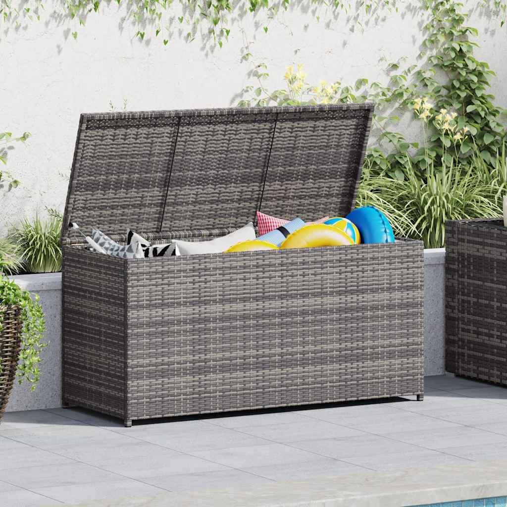Garten-Auflagenbox Grau 120x50x60 cm Poly Rattan