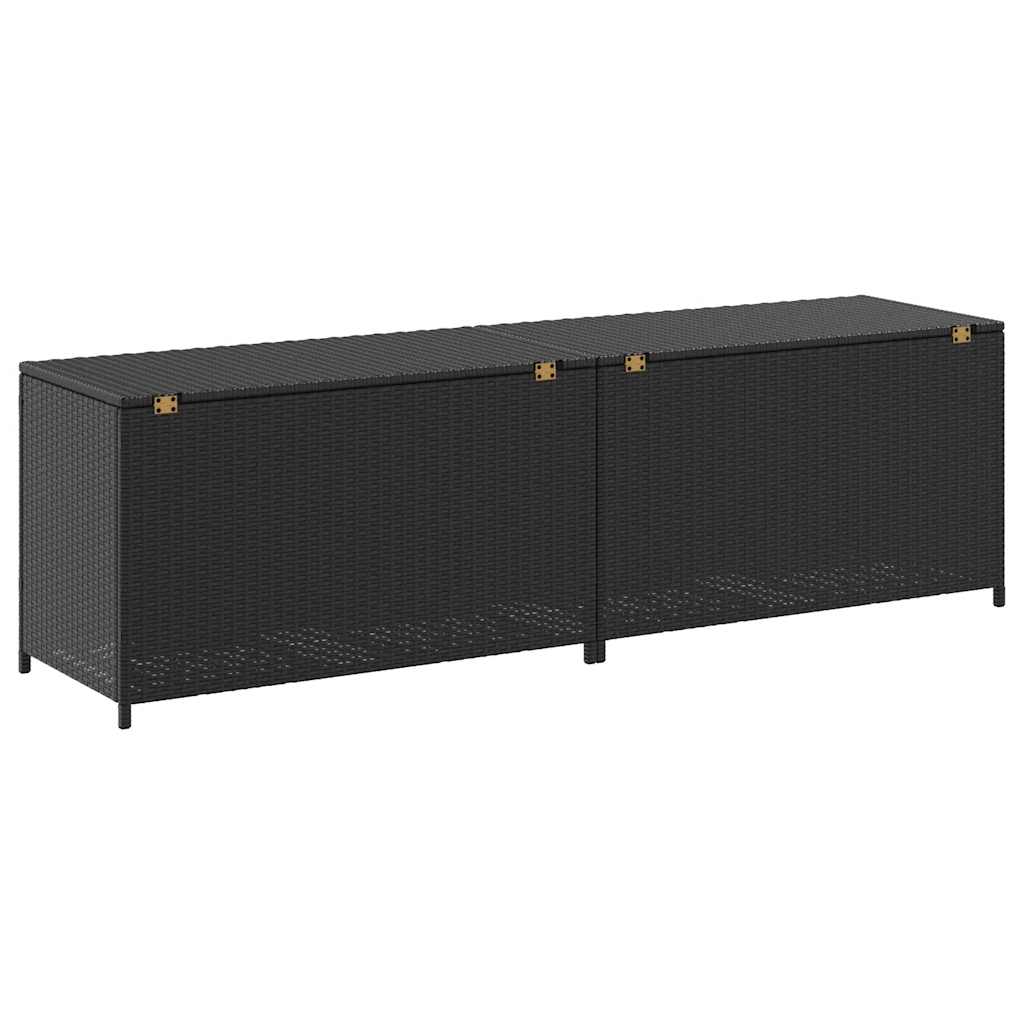 Gartenbox Poly Rattan 200x50x60 cm Schwarz