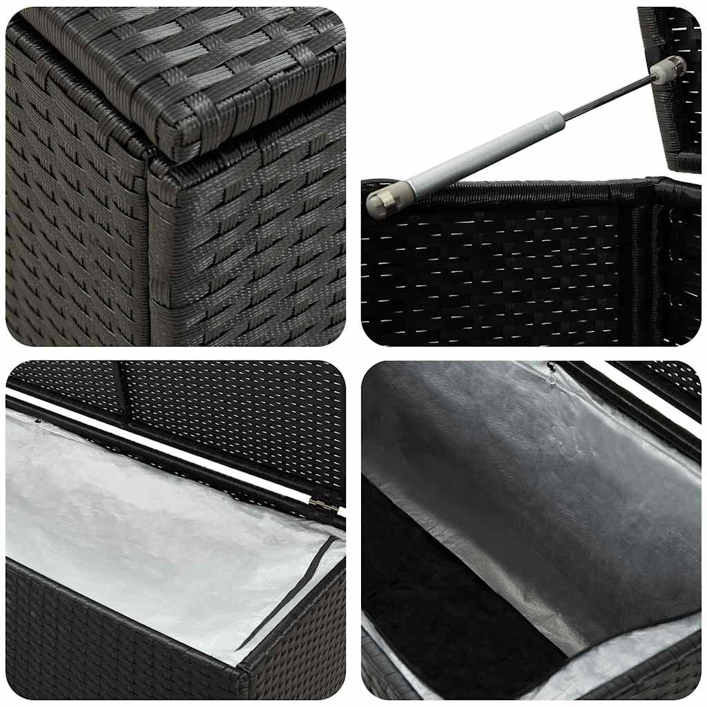 Gartenbox Poly Rattan 200x50x60 cm Schwarz